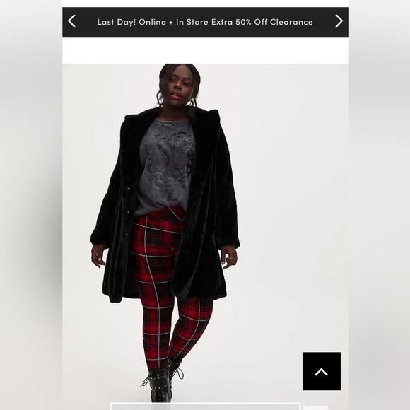 NWT torrid Studio Ponte Slim Fit Red Plaid Pull-On Pixi Pant, size 1 (14/16) - Picture 2 of 7